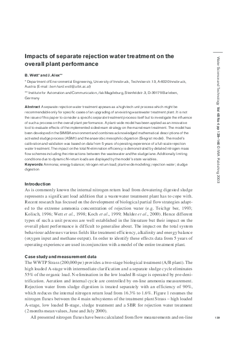 (PDF) Impacts of separate rejection water treatment on the overall ...