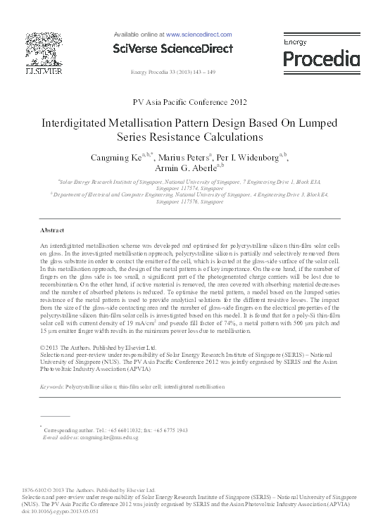 (PDF) Interdigitated Metallisation Pattern Design based on Lumped ...