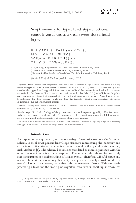 (PDF) Script memory for typical and atypical actions: controls versus ...