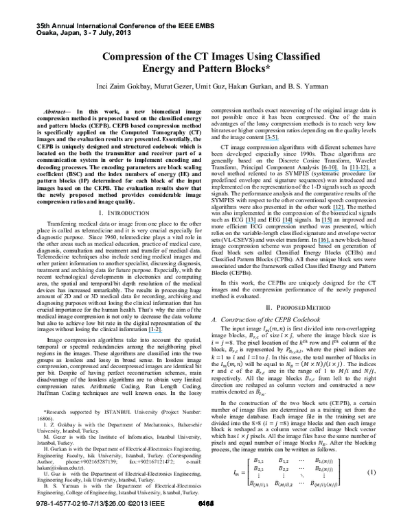 (PDF) Compression of the CT images using classified energy and pattern ...