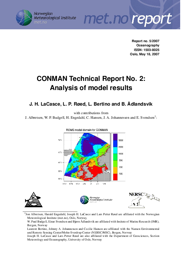 (PDF) CONMAN Technical Report No. 2: Analysis of model results
