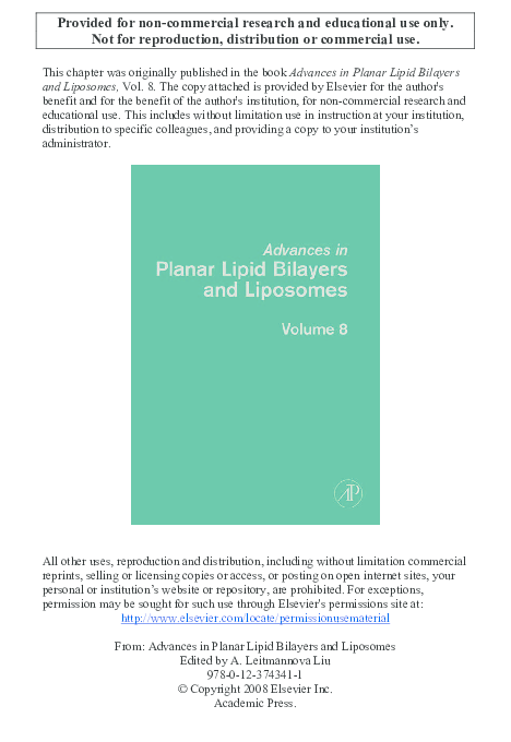 Advances in Planar Lipid Bilayers and Liposomes: 12