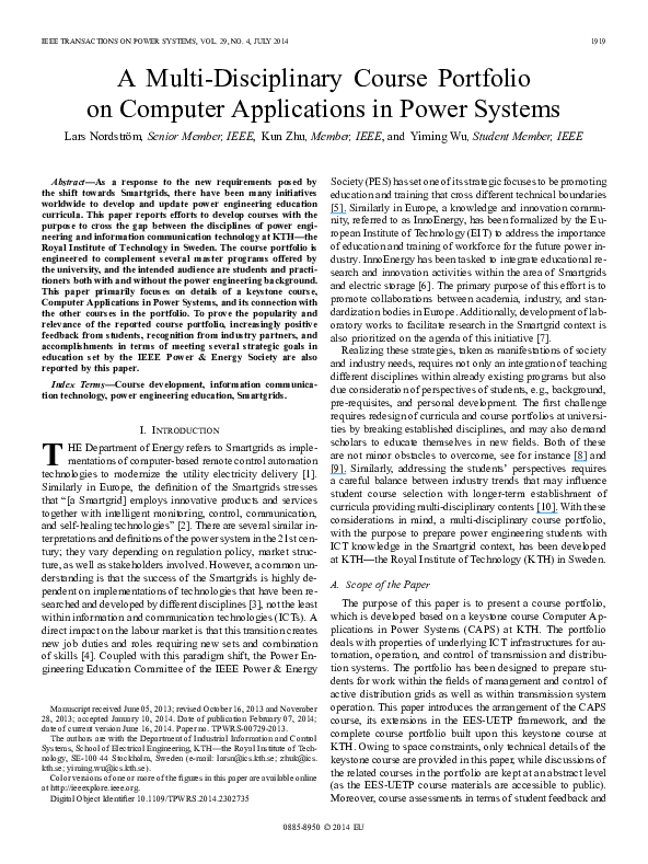 (PDF) A Multi-Disciplinary Course Portfolio on Computer Applications in ...