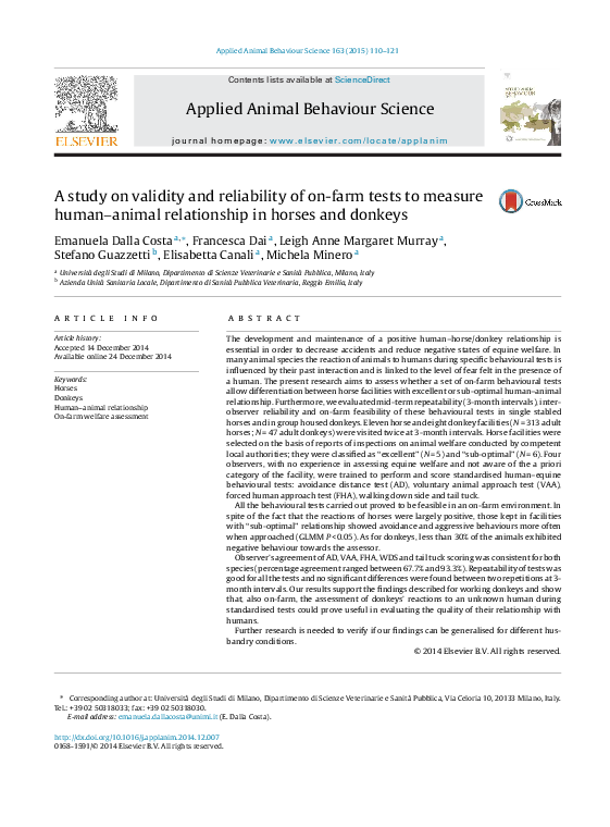 (PDF) A study on validity and reliability of on-farm tests to measure ...