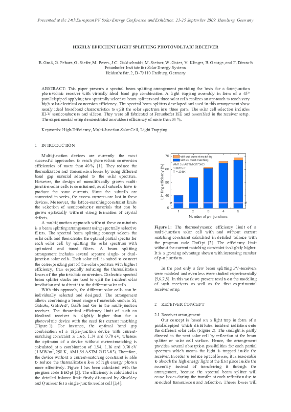 (PDF) Highly efficient light splitting photovoltaic receiver