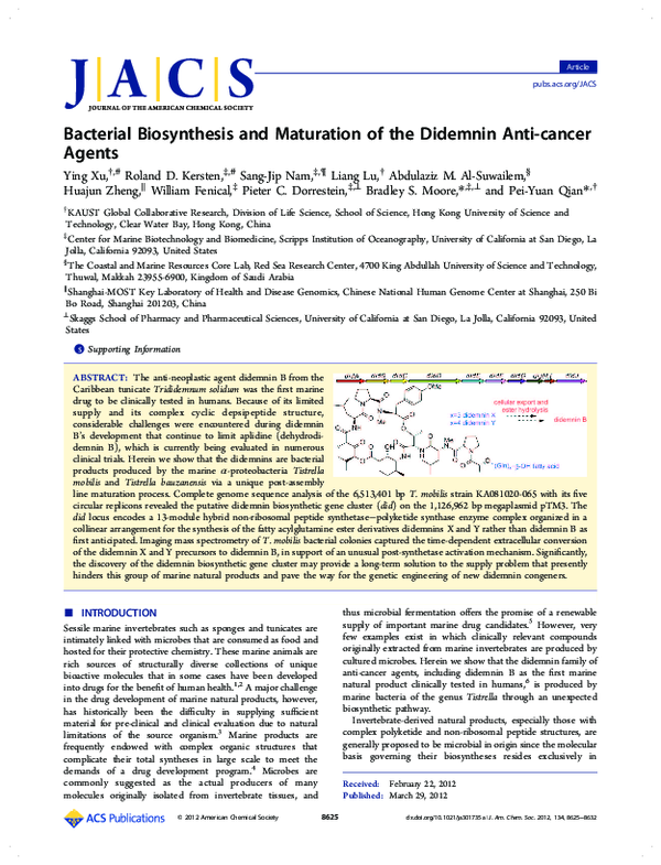 (PDF) Bacterial Biosynthesis and Maturation of the Didemnin Anti-cancer ...