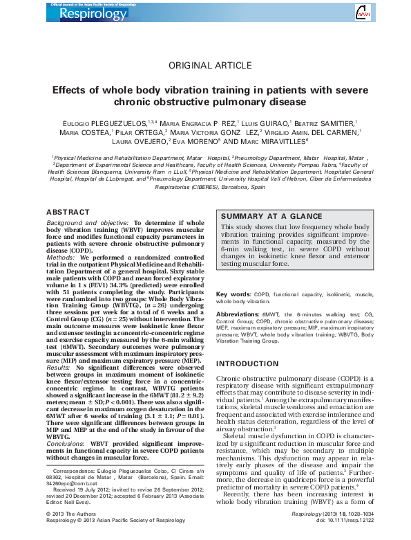 (PDF) Effects of whole body vibration training in patients with severe ...