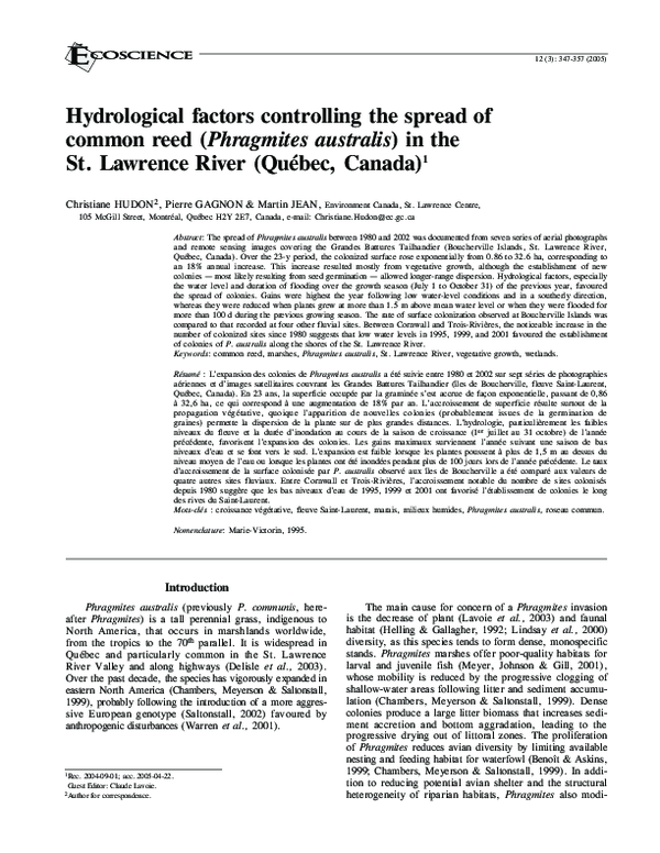(PDF) Hydrological factors controlling the spread of common reed ...