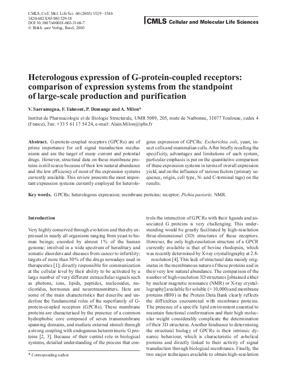 (PDF) G proteincoupled receptors from expression to