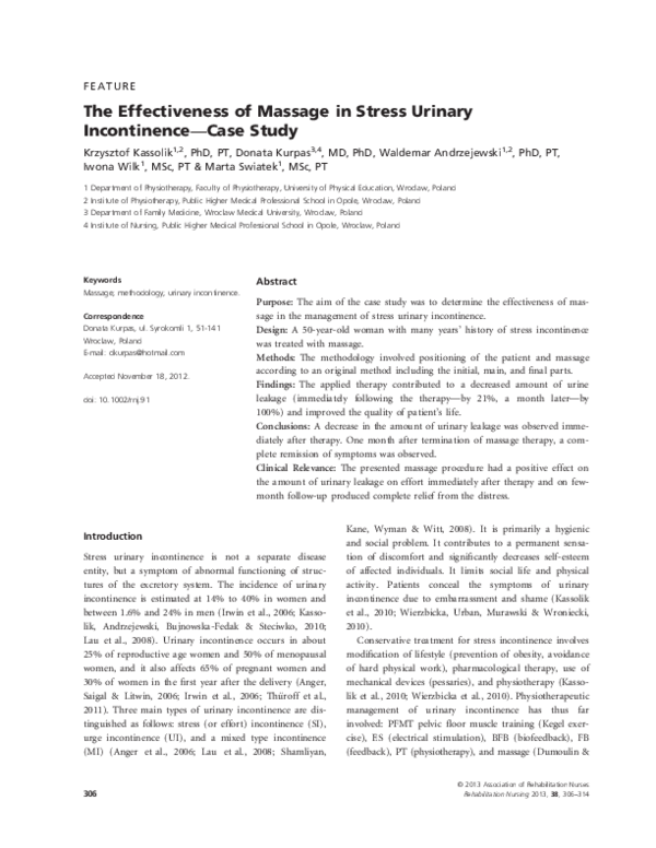 (PDF) The Effectiveness of Massage in Stress Urinary IncontinenceCase