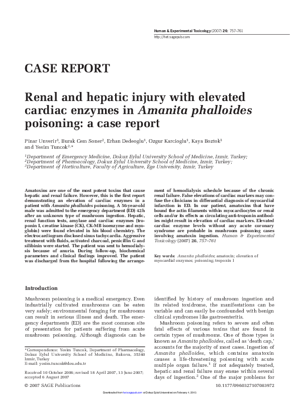 (PDF) Renal and hepatic injury with elevated cardiac enzymes in Amanita