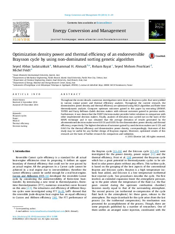 (PDF) Optimization density power and thermal efficiency of an ...
