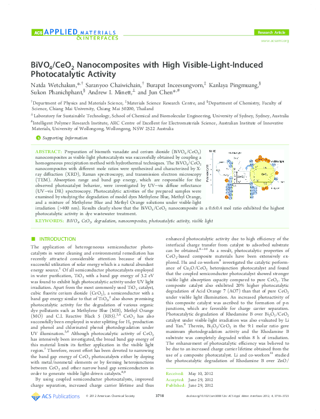 (PDF) BiVO 4 /CeO 2 Nanocomposites with High Visible-Light-Induced ...