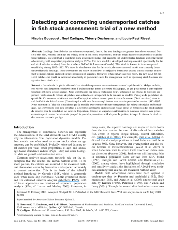 (PDF) Detecting and correcting underreported catches in fish stock ...