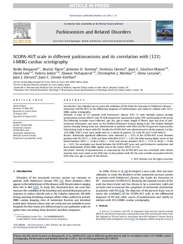 (PDF) SCOPA-AUT scale in different parkinsonisms and its correlation ...