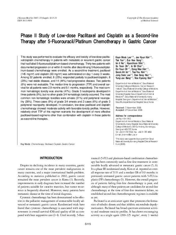 (PDF) Phase II Study of Low-Dose Paclitaxel and Cisplatin in ...