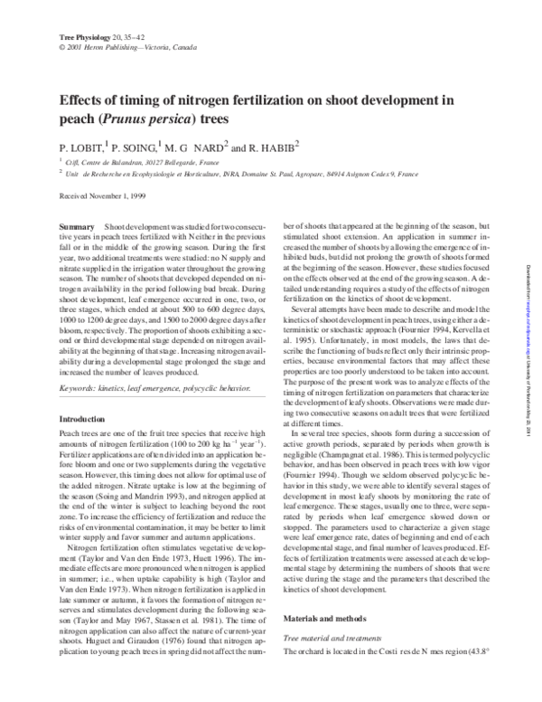 (PDF) Effects of timing of nitrogen fertilization on shoot development ...