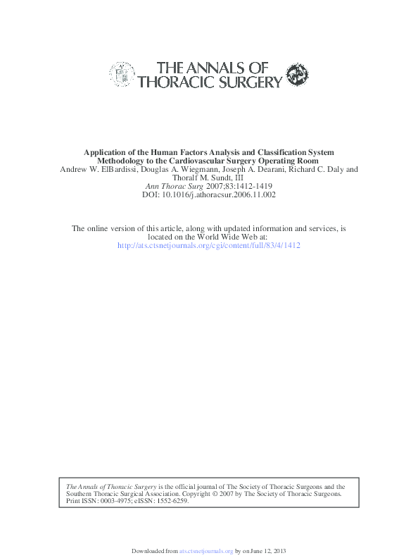 (PDF) Application of the Human Factors Analysis and Classification ...
