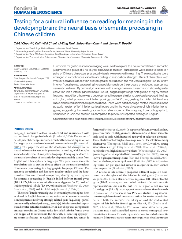 (PDF) Testing for a cultural influence on reading for meaning in the ...