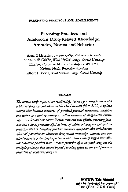 (PDF) Parenting Practices and Adolescent Drug-Related Knowledge ...