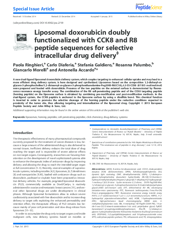 (PDF) Liposomal doxorubicin doubly functionalized with CCK8 and R8 ...