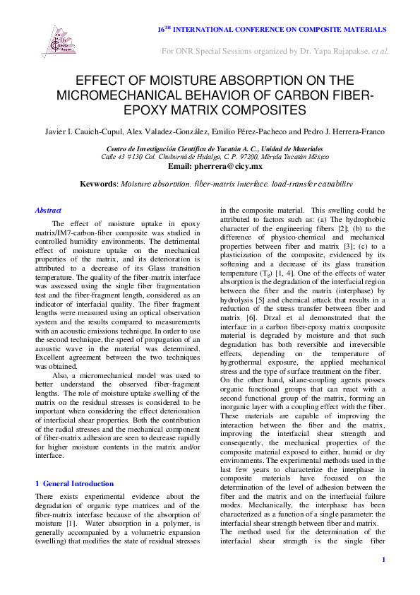 (PDF) Effect of moisture absorption on the micromechanical behavior of