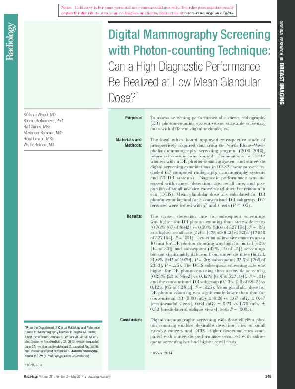 (PDF) Digital Mammography Screening with Photon-counting Technique: Can ...