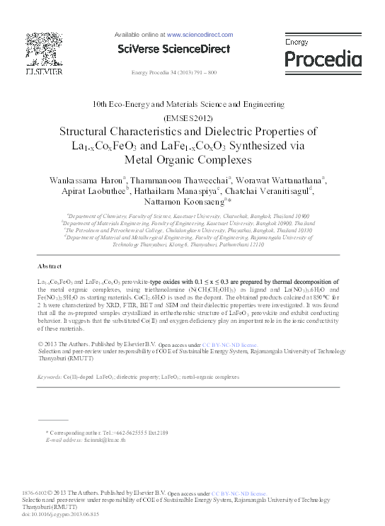 (PDF) Structural Characteristics and Dielectric Properties of La1 ...