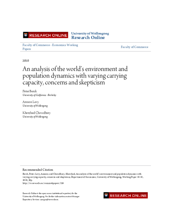 (PDF) An analysis of the world's environment and population dynamics ...