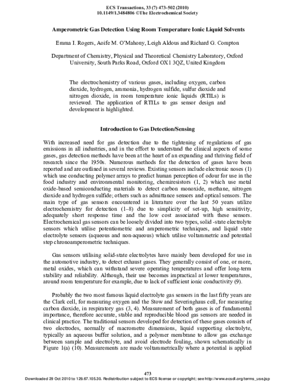 (PDF) Amperometric Gas Detection Using Room Temperature Ionic Liquid ...