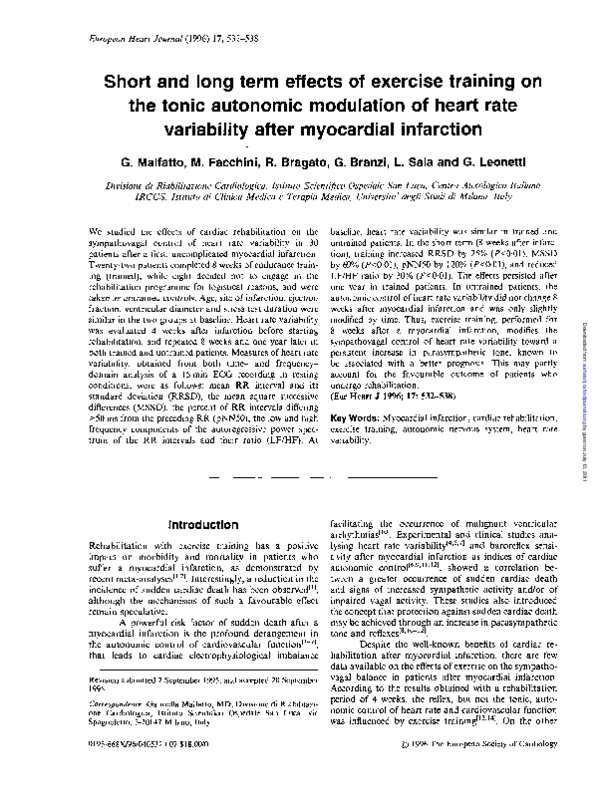 (PDF) Short and long term effects of exercise training on the tonic ...
