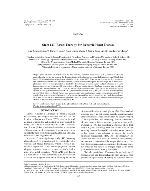 (PDF) Stem Cell-Based Therapy for Ischemic Heart Disease