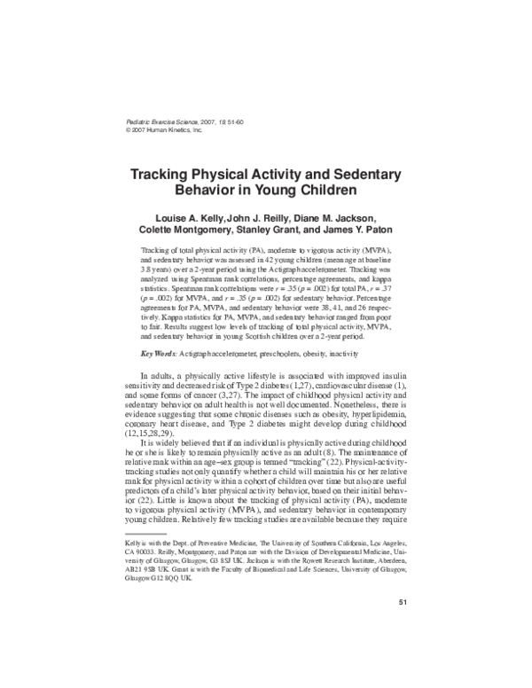 (PDF) Tracking Physical Activity and Sedentary Behavior in Young