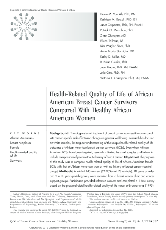 (PDF) Health-Related Quality of Life of African American Breast Cancer ...