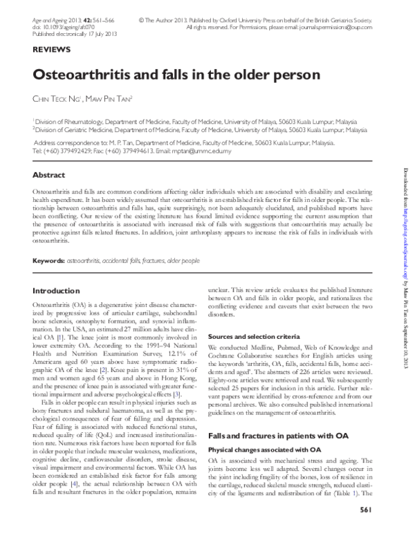 (PDF) Osteoarthritis and falls in the older person