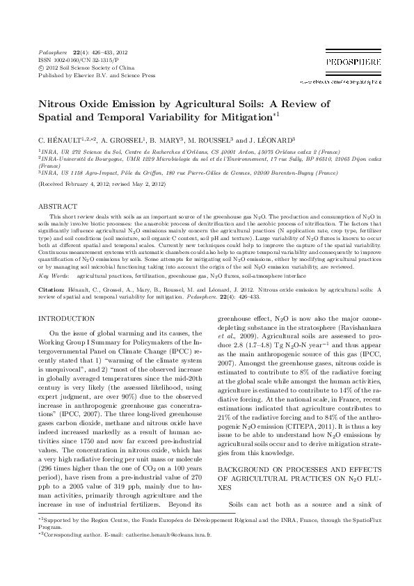 (PDF) Spatial Variability of Nitrous Oxide Emissions and Their Soil