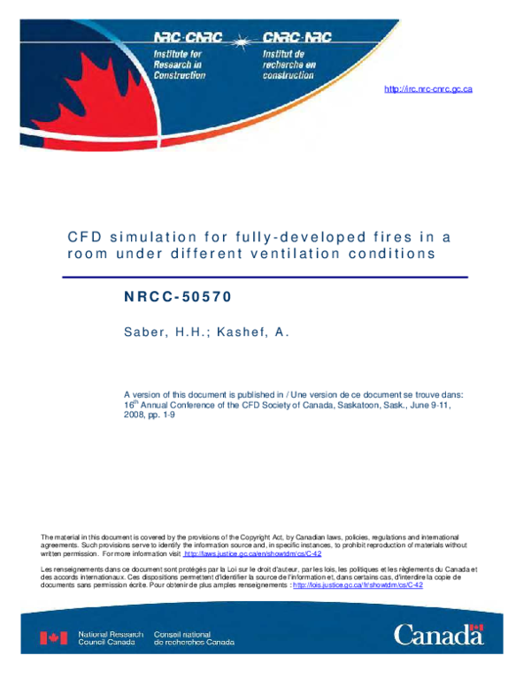(PDF) CFD simulations for fully-developed fires in a room under ...
