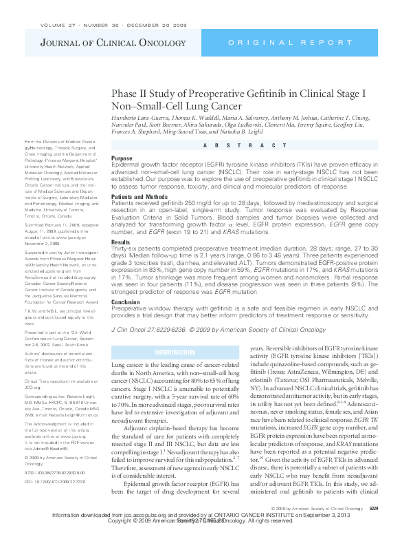 (PDF) Phase II Study of Preoperative Gefitinib in Clinical Stage I Non ...