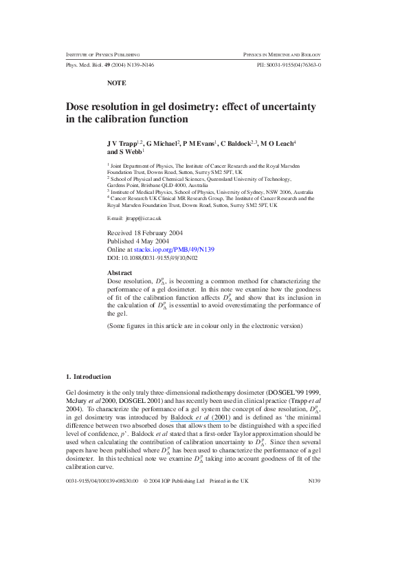 Dose resolution in gel dosimetry: effect of uncertainty in the ...