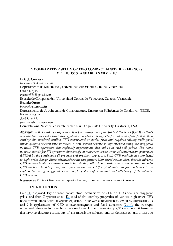 Pdf A Comparative Study Of Two Compact Finite Difference Methods