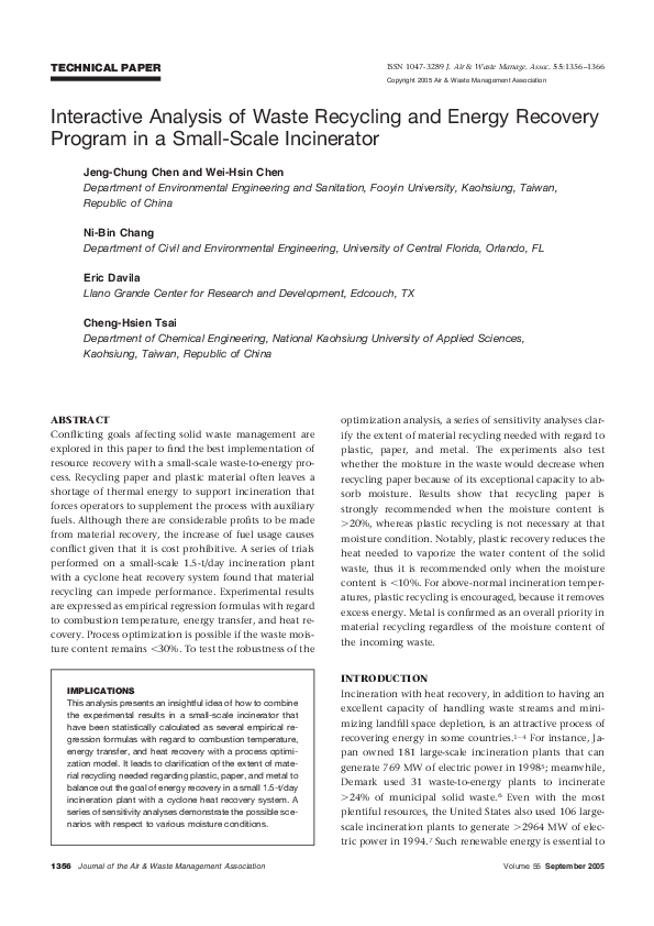 (PDF) Interactive Analysis of Waste Recycling and Energy Recovery ...
