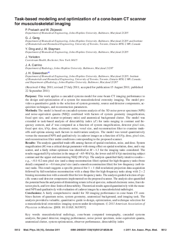 (PDF) Task-based modeling and optimization of a cone-beam CT scanner ...