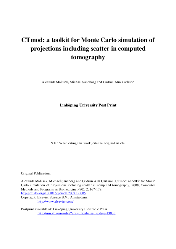 (PDF) CTmod—A toolkit for Monte Carlo simulation of projections ...