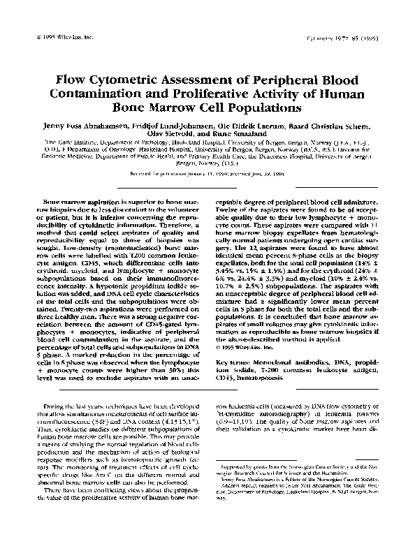 (PDF) Flow cytometric assessment of peripheral blood contamination and ...