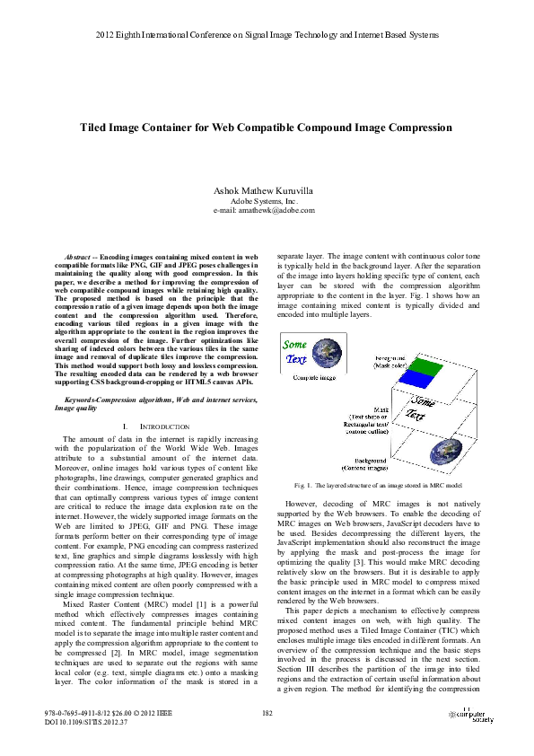 (PDF) Tiled Image Container for Web Compatible Compound Image Compression