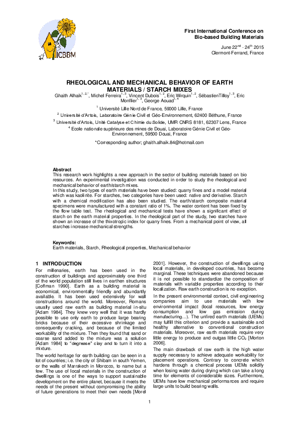 (PDF) RHEOLOGICAL AND MECHANICAL BEHAVIOR OF EARTH MATERIALS / STARCH