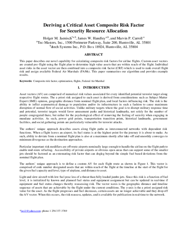 (PDF) Deriving a critical asset composite risk factor for security ...