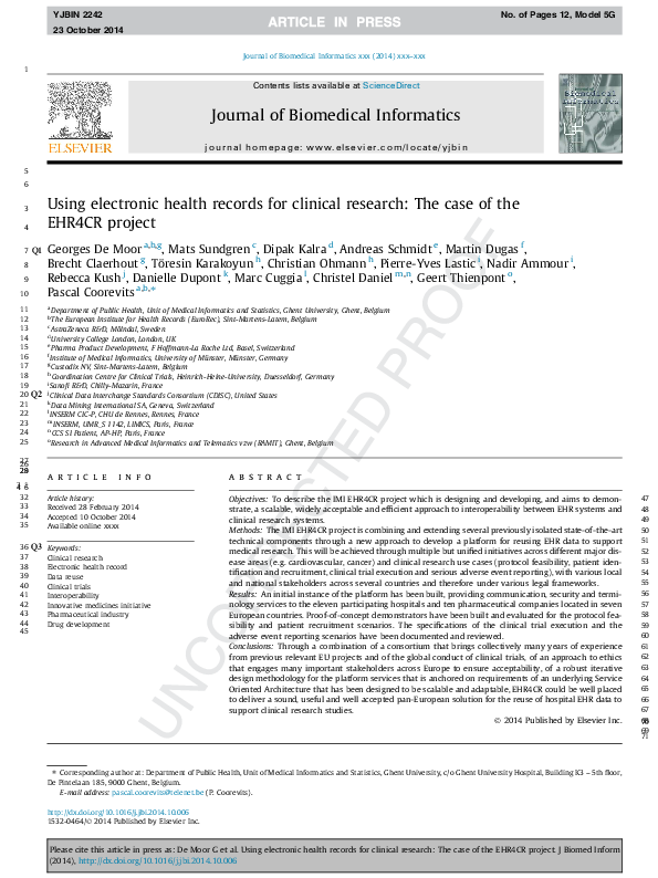 (PDF) Using Electronic Health Records for Clinical Research: the Case ...