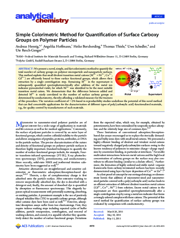 (PDF) Simple Colorimetric Method for Quantification of Surface Carboxy ...