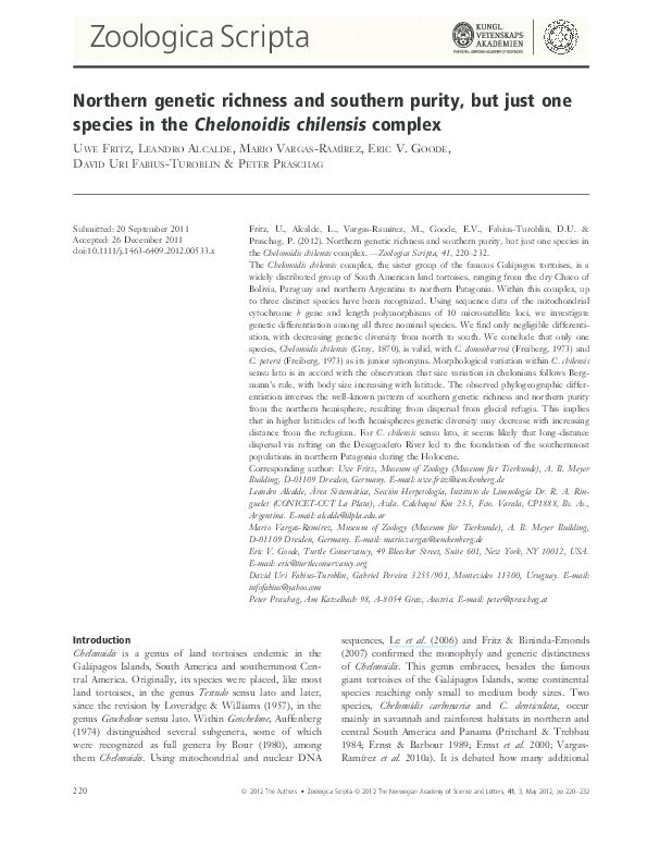 (PDF) Northern genetic richness and southern purity, but just one ...
